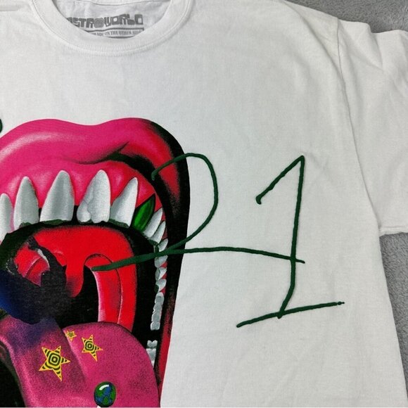 Travis Scott Astroworld 2021 Festival Merch Men's Sz Small White Large 3D NWOT - Picture 9 of 11